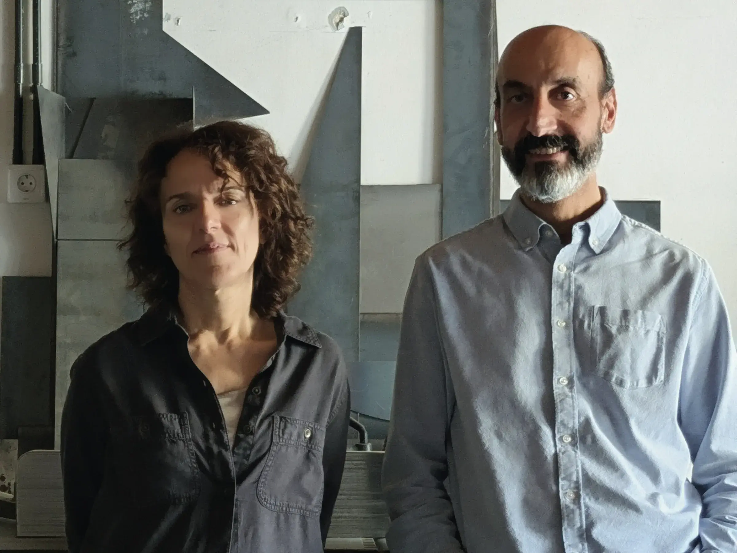 Lubna Badran and Ernest Saqa in the studio